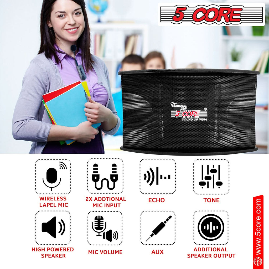 5Core Voice Amplifier 200W Portable PA Speaker System + Wireless