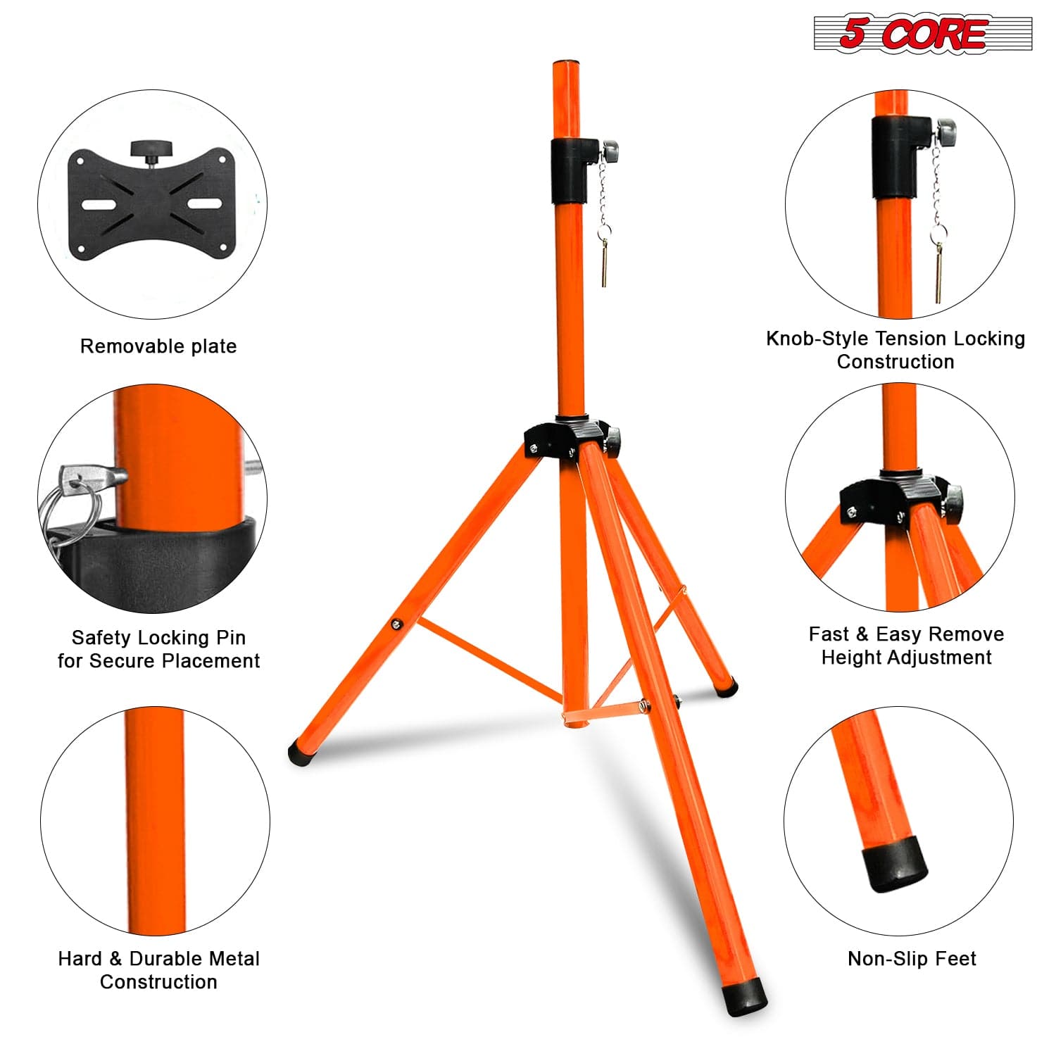 5 Core Speaker Stand Height Adjustable PA DJ Tripod Studio Monitor