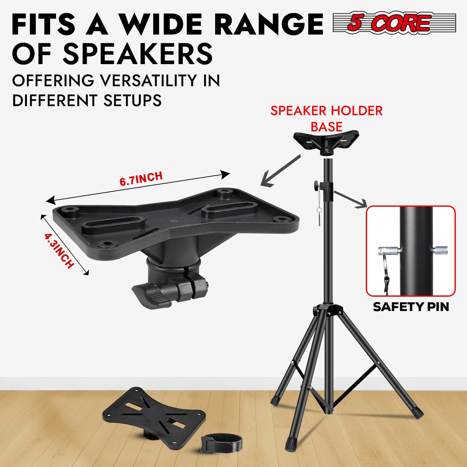 5 Core Speaker Stand Tripod Heavy Duty Adjustable Up to 72 Inch DJ