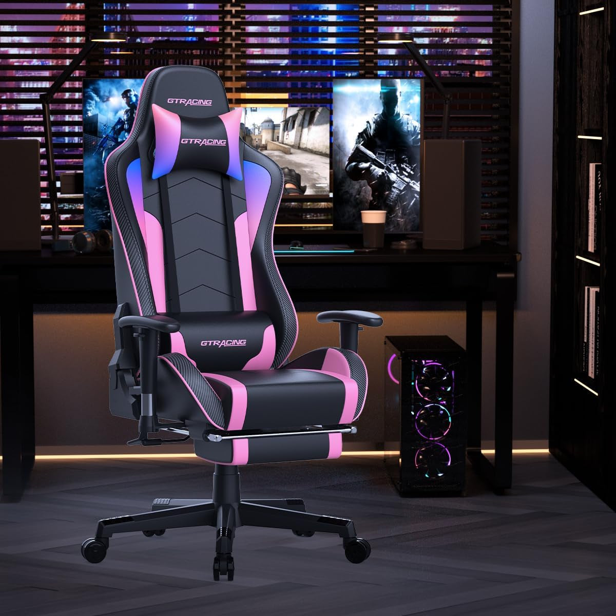 Ergonomic Gaming Chair With Bluetooth Speakers And Footrest