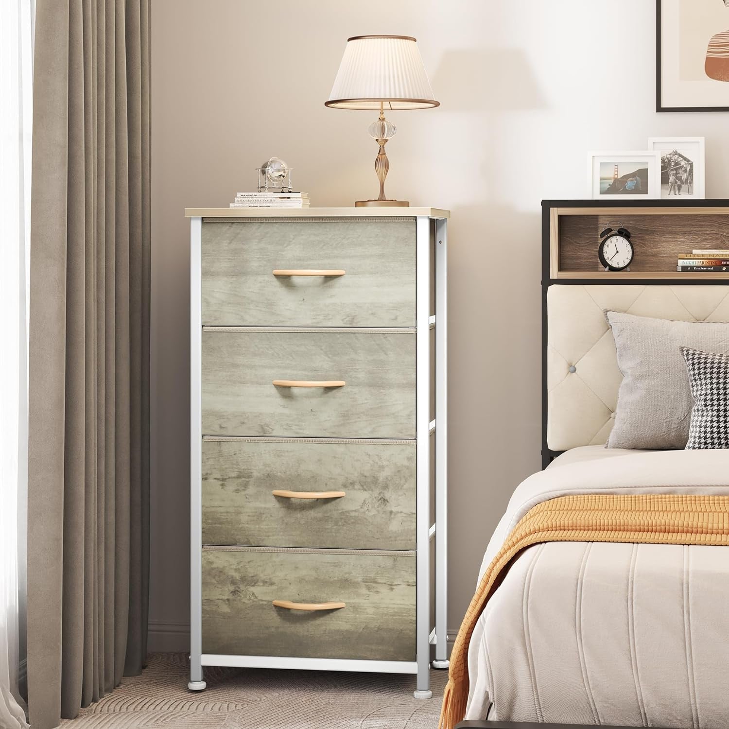 Dresser with 4 Drawers - Fabric Storage Tower, Organizer Unit for