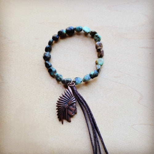 xxNatural Turquoise Stretch Bracelet Indian Charm