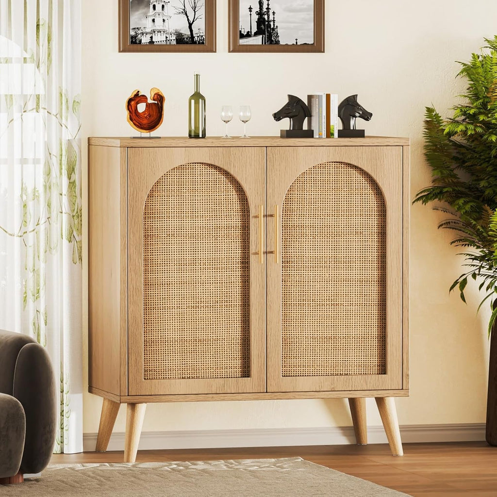 Natural Rattan Door Sideboard Buffet Cabinet
