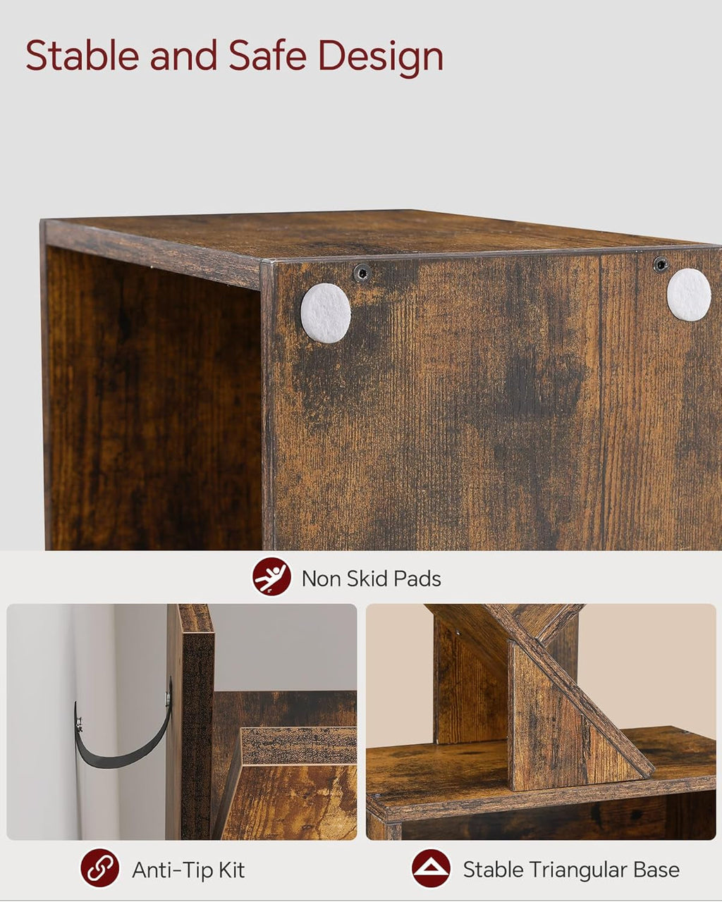 6 Tier Tree Bookshelf with Cabinet Rustic Modern