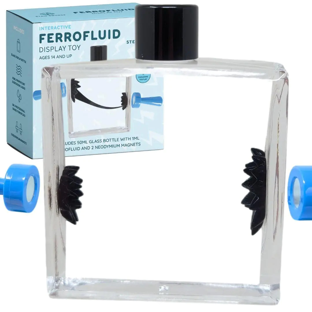 Square Ferrofluid Display Toy Bottle – Metallic Ferrofluid STEM Toy Interactive Ferrofluid Magnetic Fluid with Neodymium Magnets Educational Sculpture Magnetic Liquid Desk Toy - 50 ml
