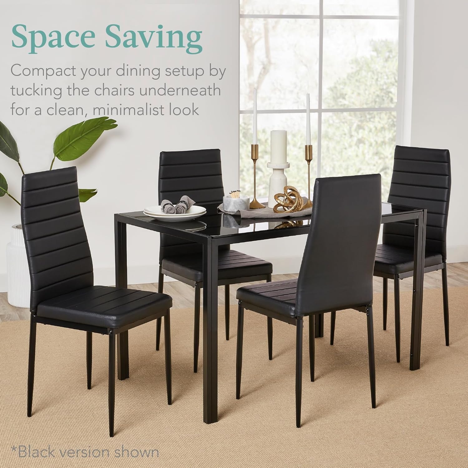 Ivory Gold 5 Piece Glass Dining Set With Upholstered Chairs