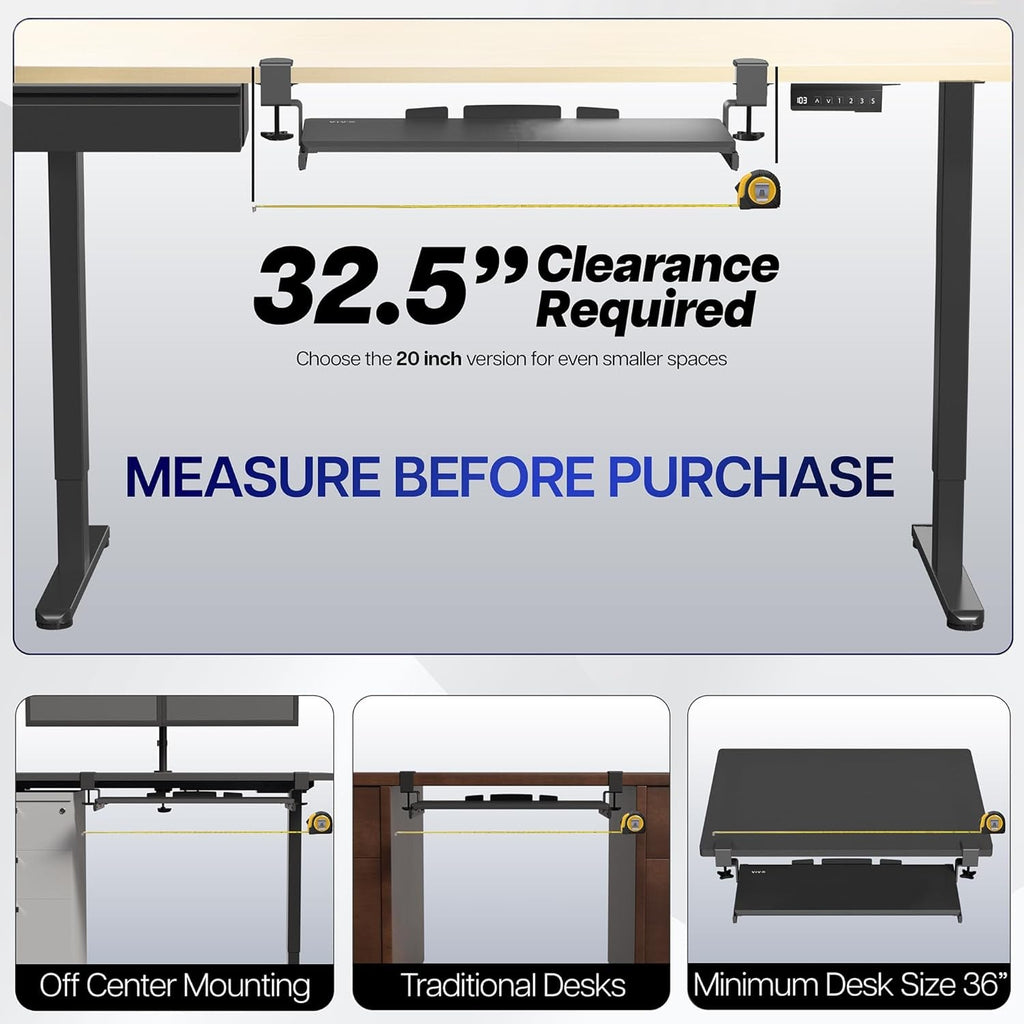 Large Keyboard Tray under Desk Pull Out with Extra Sturdy C Clamp