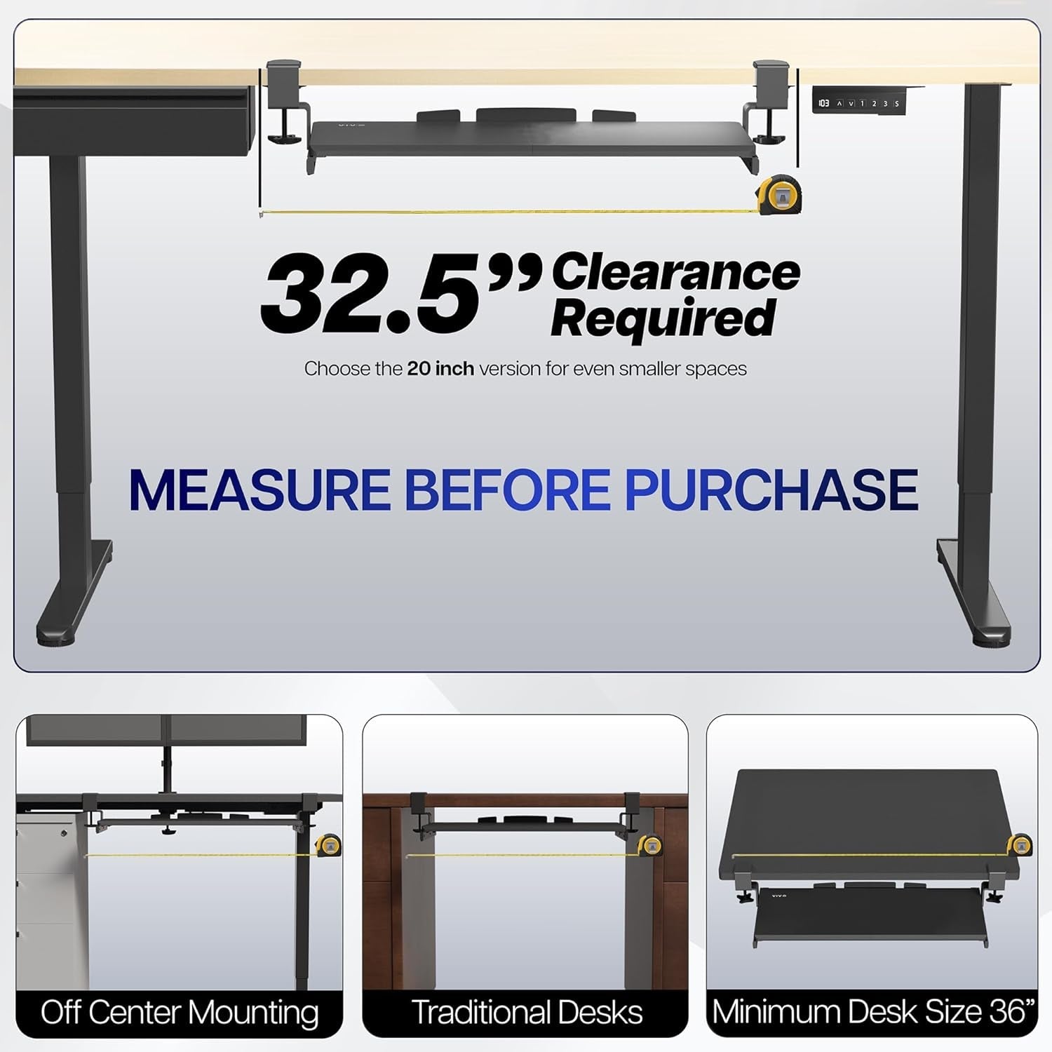 Large Keyboard Tray under Desk Pull Out with Extra Sturdy C Clamp