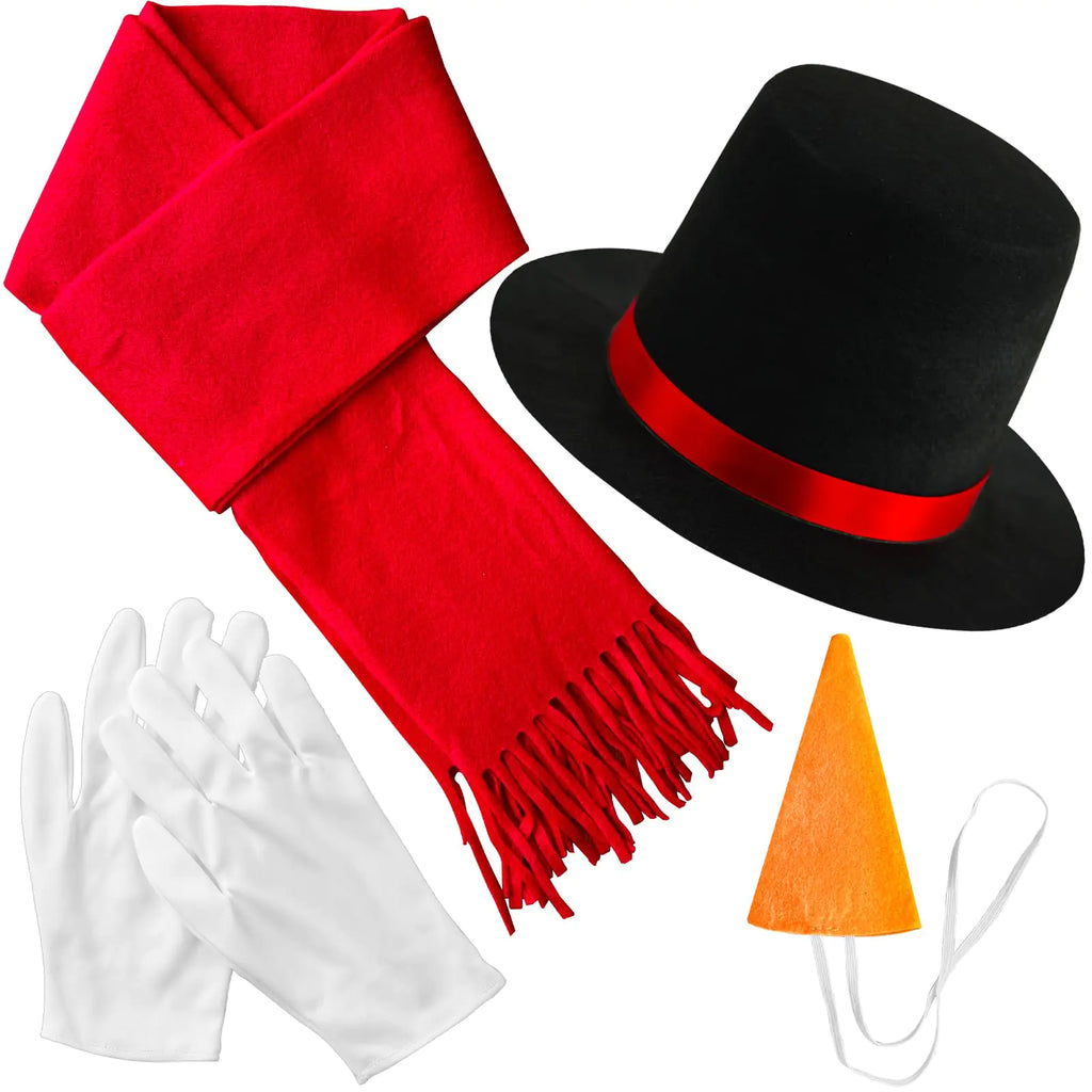 Woozettn Snowman Costume Kit with HatScarfCarrot NoseGlovesWinter Frosty Snowman CostumeChristmas Snowman Costume Accessories for Christmas Play Dress UpParty CosplaySnowman Decorations