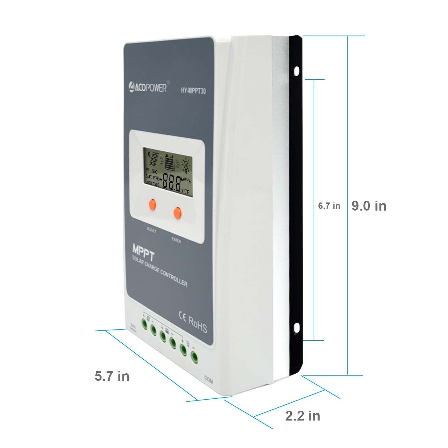 Midas 30 Amp MPPT Solar Charge Controller with MT-50
