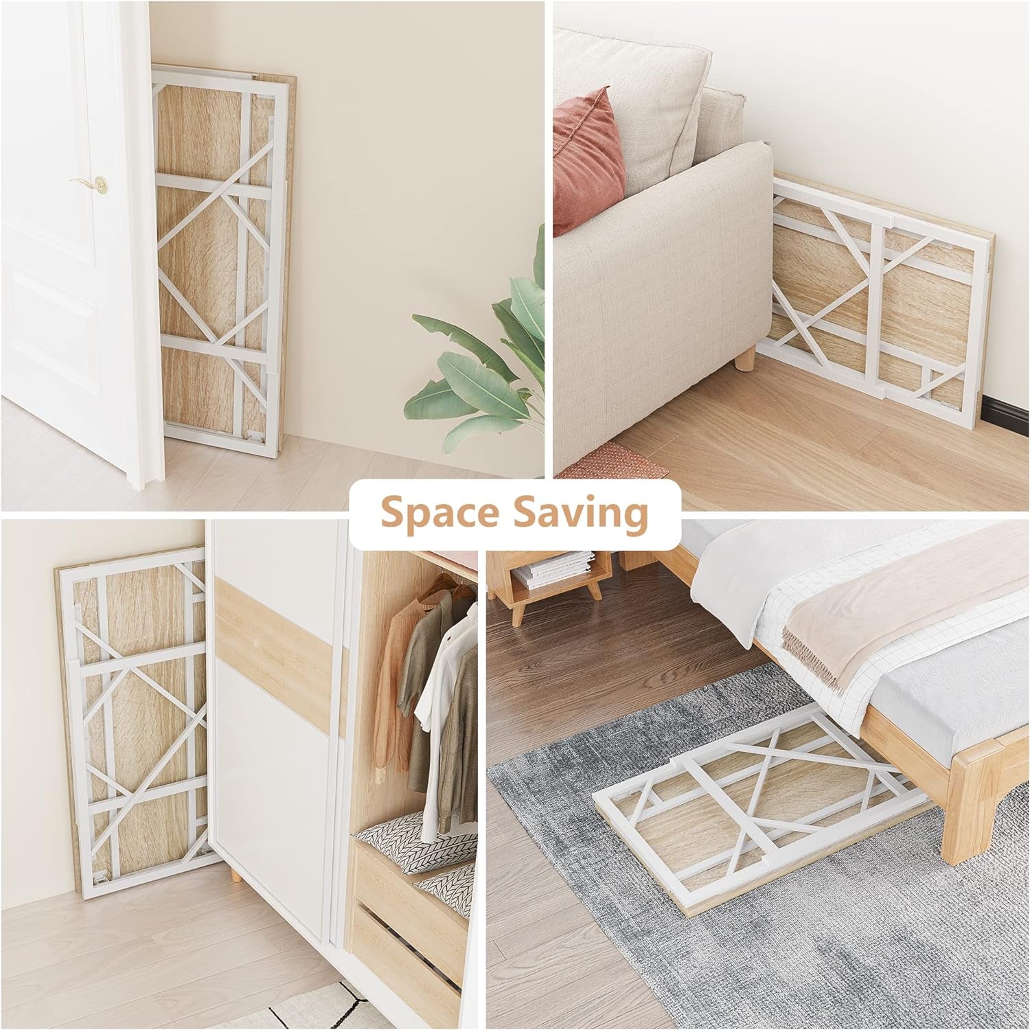 Folding Desk Writing Computer Desk for Home Office, No-Assembly Study