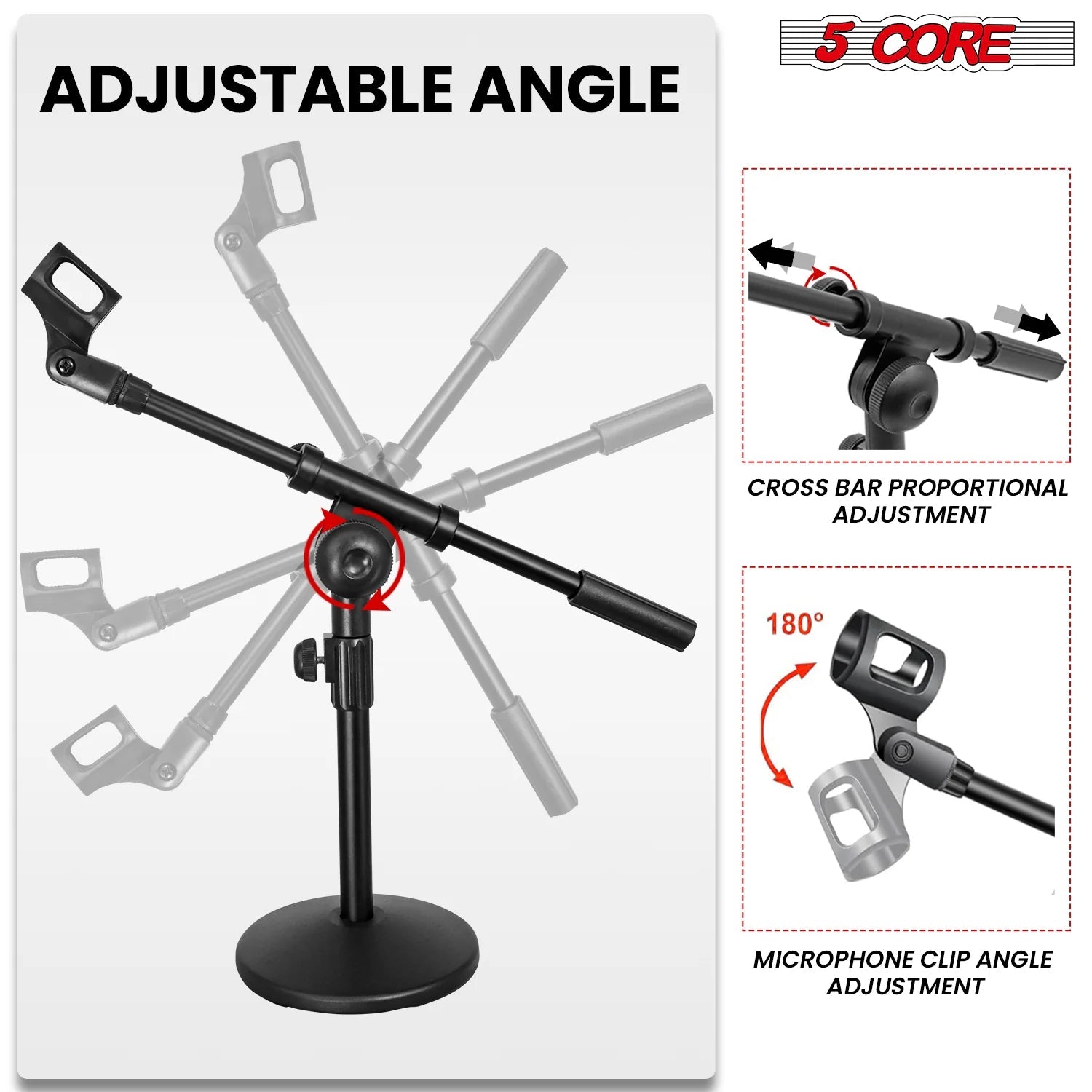 5Core round Base Desktop Mic Stand Universal Desk Microphone Holder