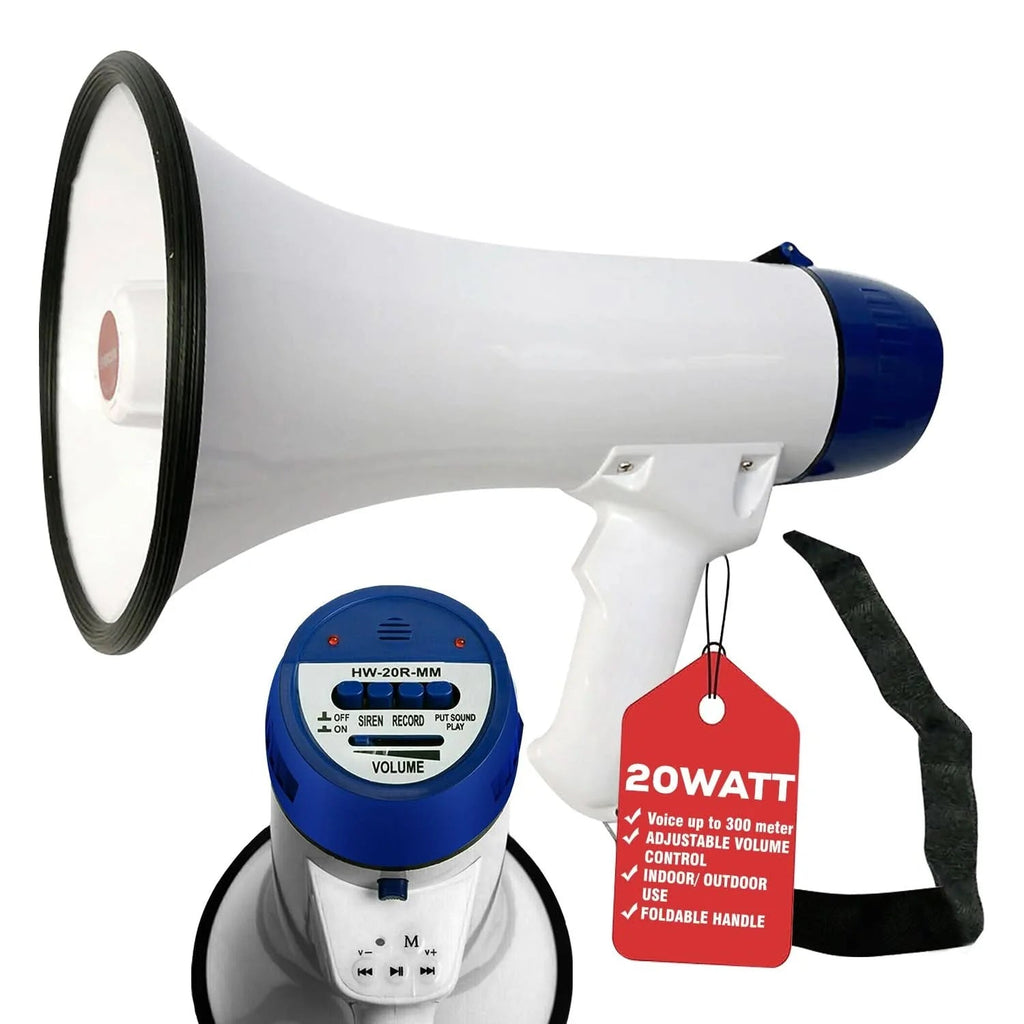 5Core Megaphone Bullhorn Speaker 20W Bull Horn Battery Power Cheer