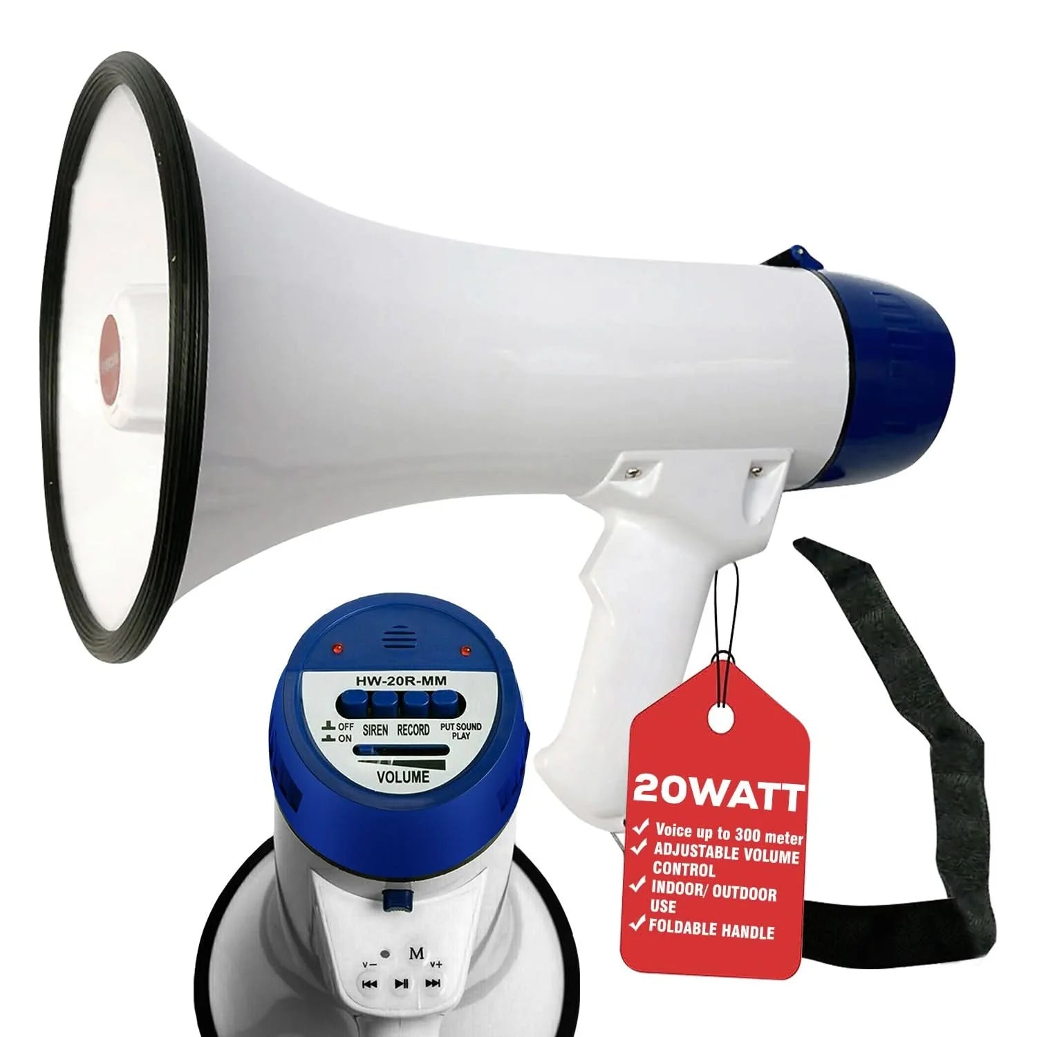 5Core Megaphone Bullhorn Speaker 20W Bull Horn Battery Power Cheer