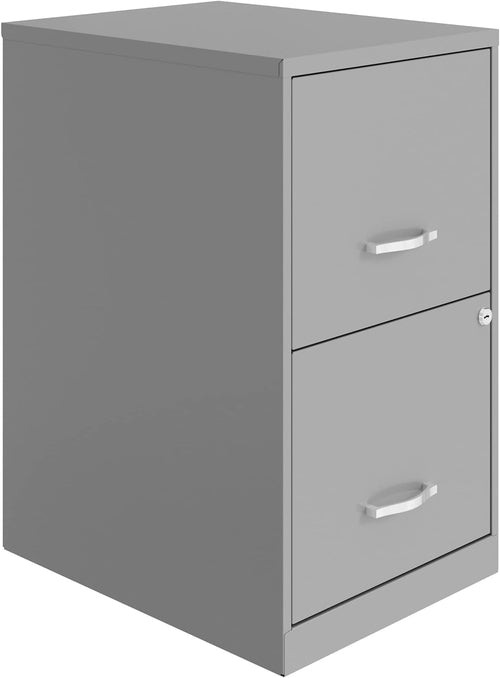 2-Drawer File Cabinet, 14.2" X 18" X 24.5", Silver