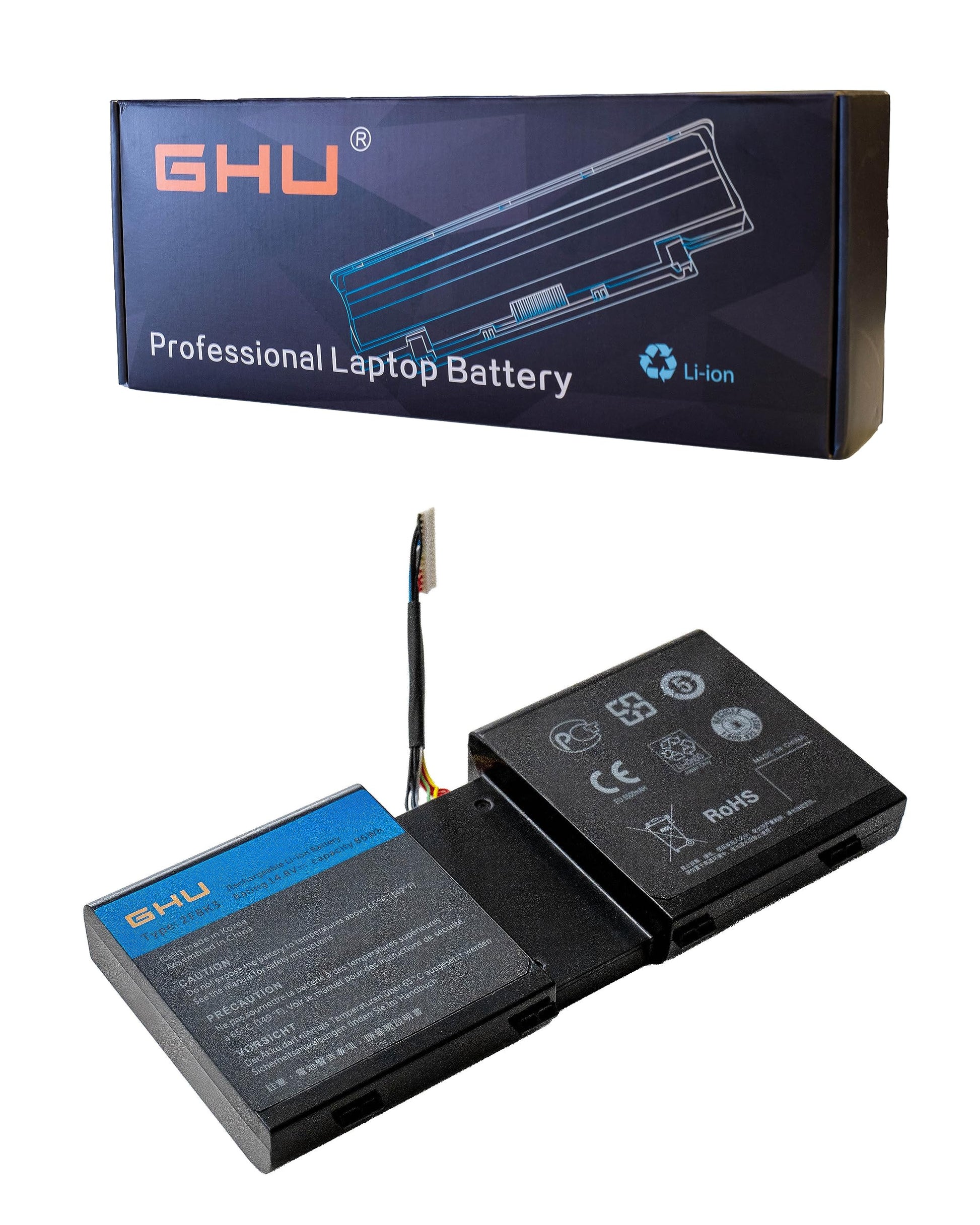 GHU New 2F8K3 Laptop Battery Compatible with Dell Alienware 17 17X M17X-R5 18 18X M18X-R Series 02F8K3 KJ2PX 0KJ2PX G33TT 0G33TT 14.8V 86Wh