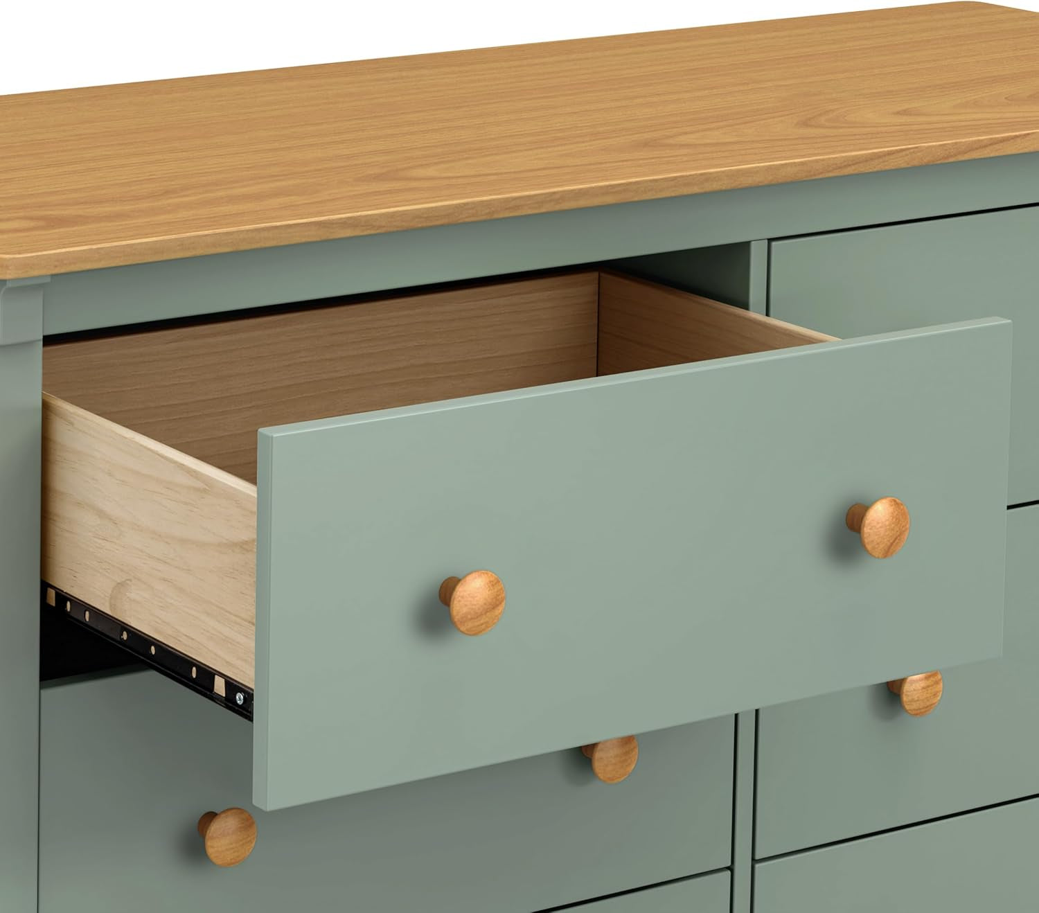 Shea Six Drawer Dresser Light Sage And Honey For Nursery