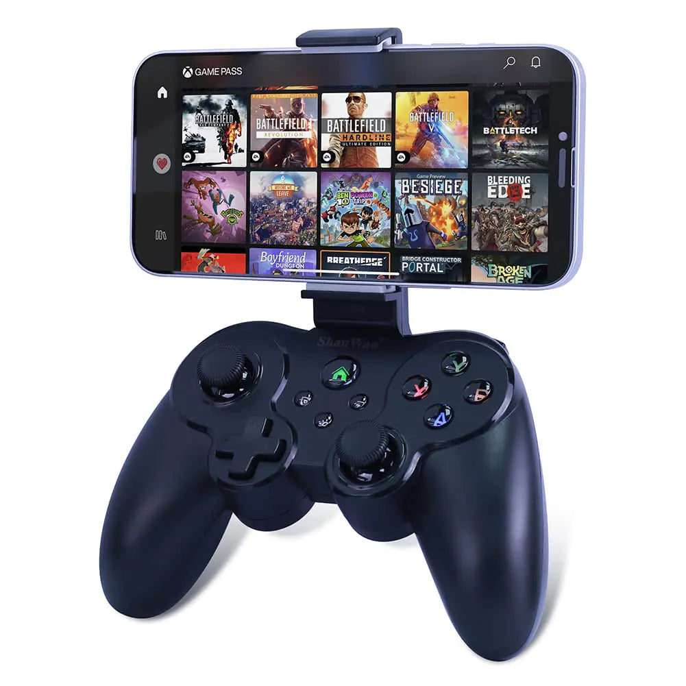 ShanWan Mobile Game Controller for iphone and Android with Phone Bracket and LED Backlight-PS Remote Play Xbox Cloud Steam Link GeForce Now MFi Apple Arcade Games-Long Battery Life