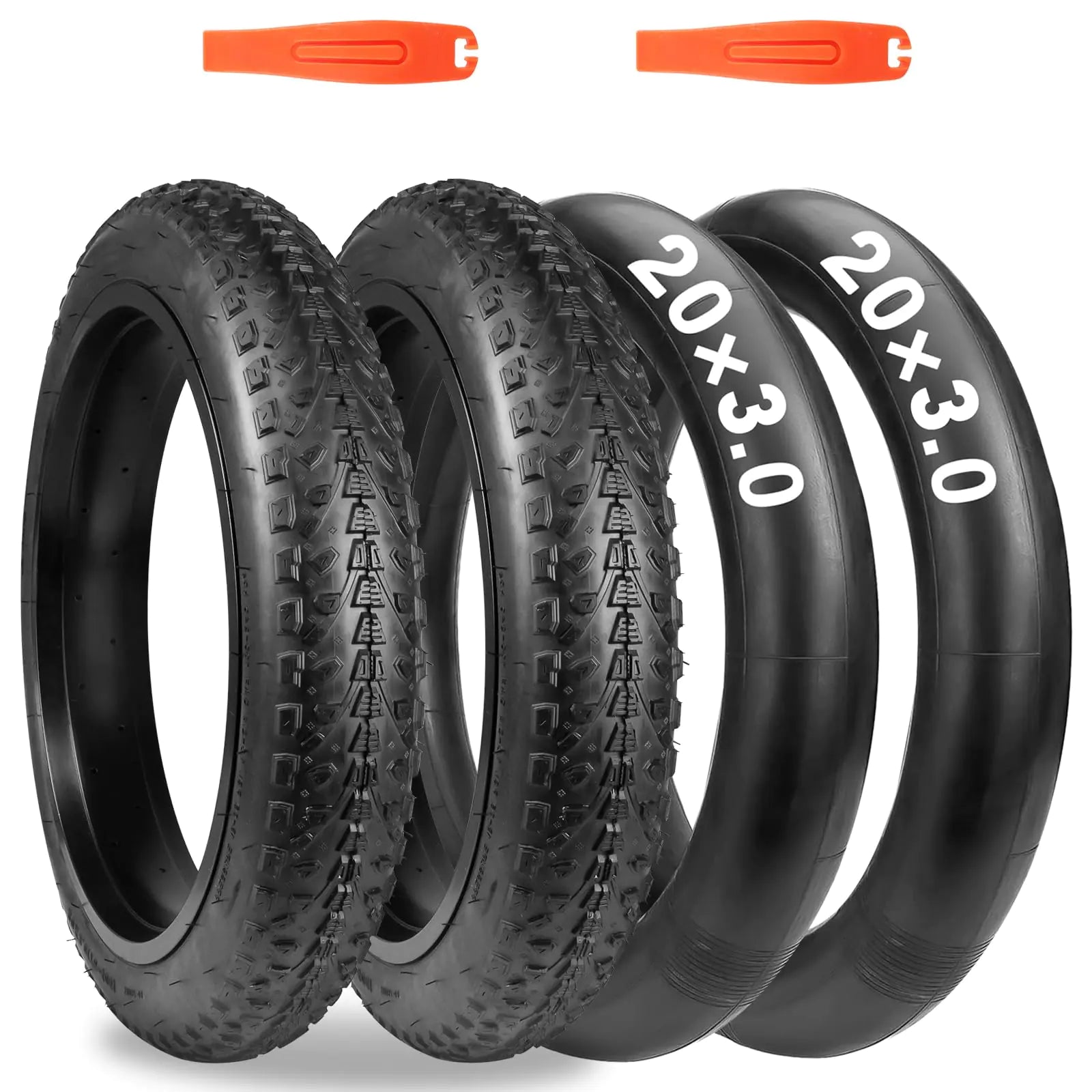 MAKELEN 2 Pack E Bike Tire Fat Bike Tire with 2 Tubes 20"x3" Strong Grip Electric Bicycle Tire for Mountain Snow and Beach Bike
