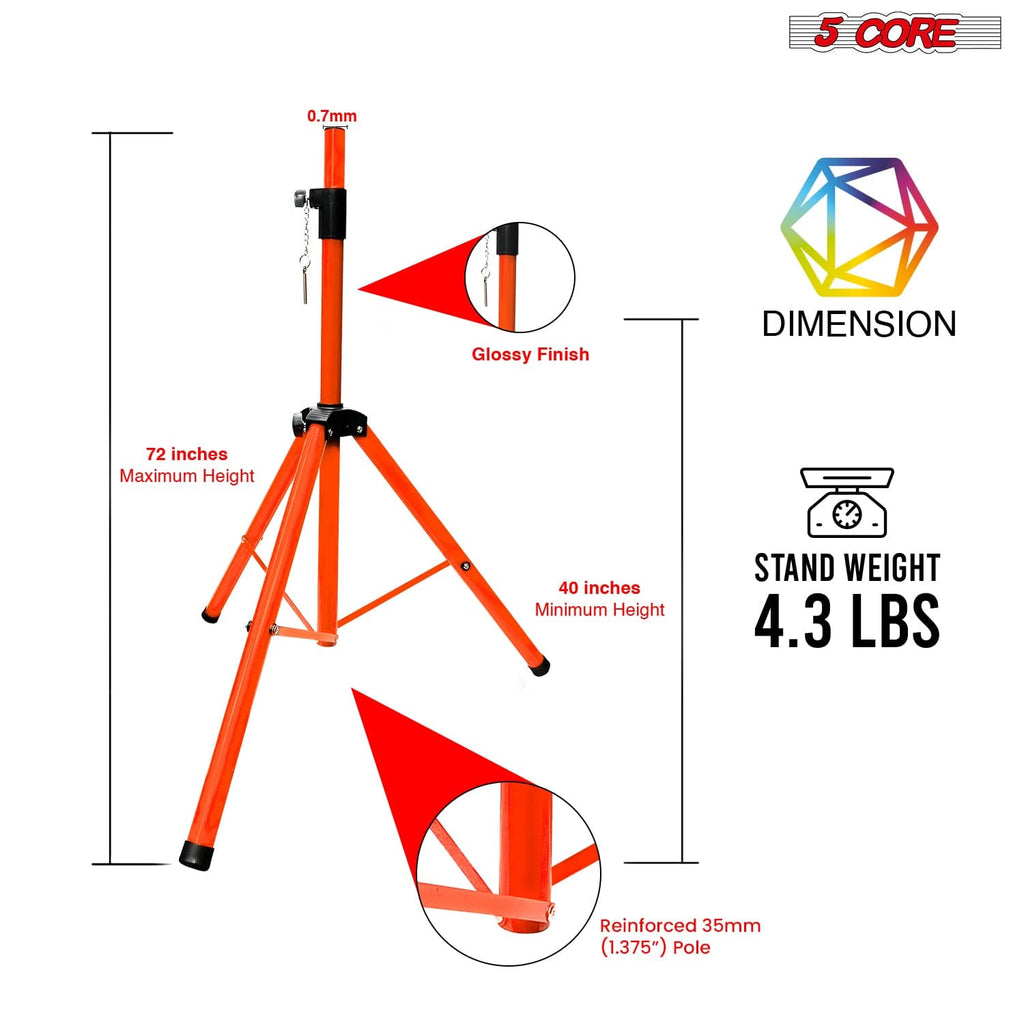 5 Core Speaker Stand Height Adjustable PA DJ Tripod Studio Monitor