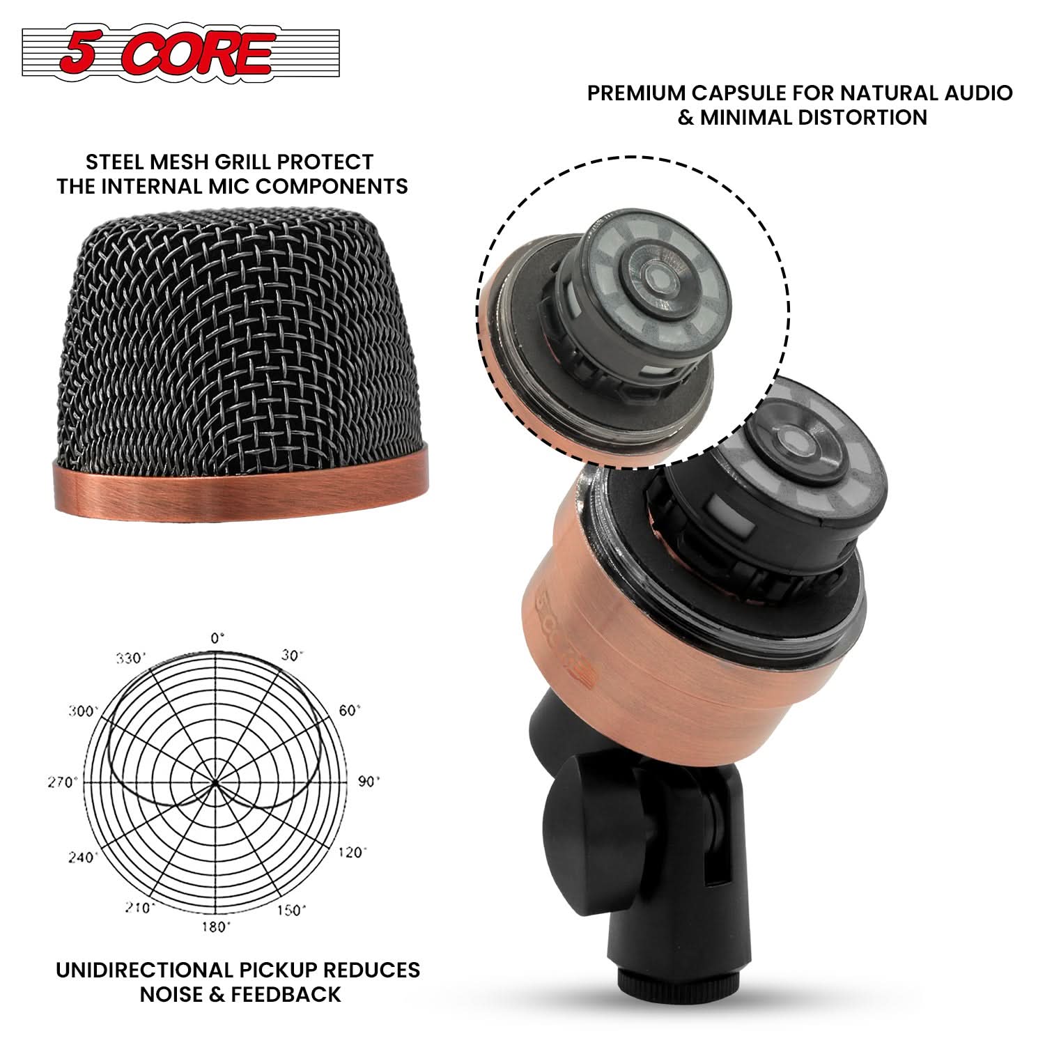 5Core Conga Mic Snare Tom Microphone Drum Kit Condenser XLR Instrument