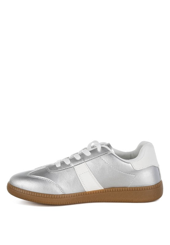 Crossover Lace-Up Metallic Sneaker