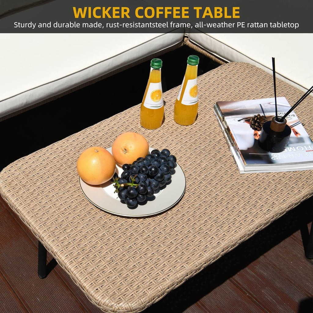 Outdoor All Weather Four Piece Patio Conversation Set Beige