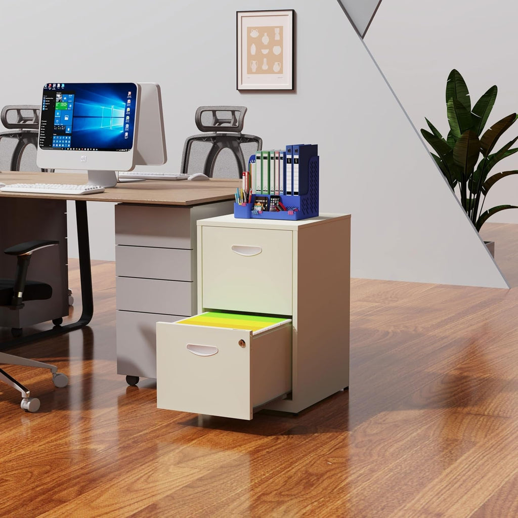 Metal 2 Drawer File Cabinet, Vertical File Cabinet with Lock, Filing