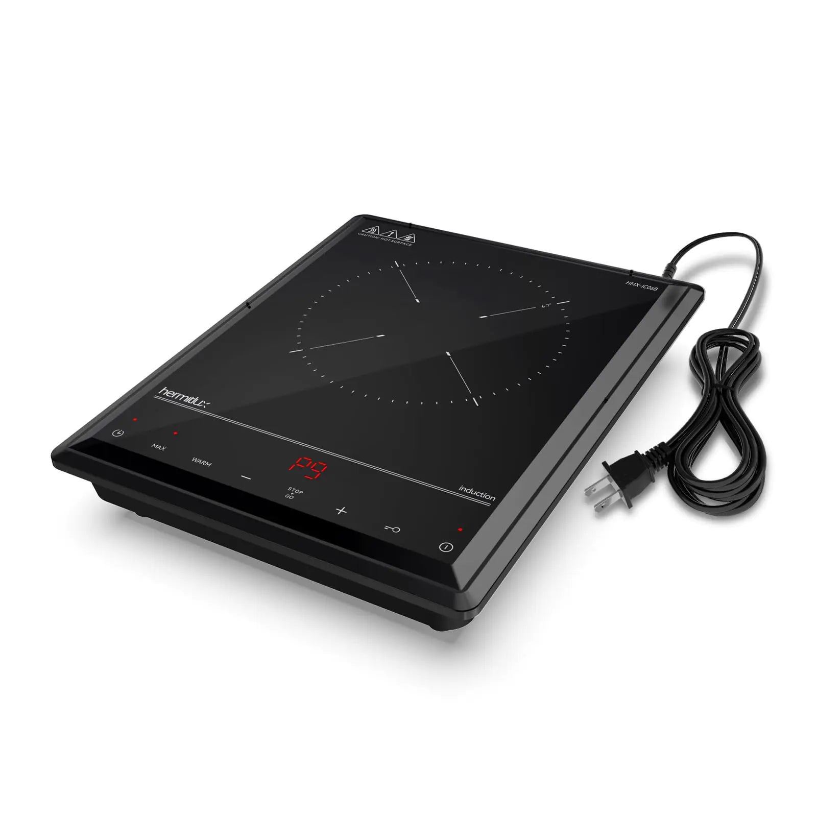 Hermitlux Induction Cooktop 1800W Fast Heating Portable Hot Plate 9 Power Levels Induction Burner with Easy Clean Glass Sensor Touch & Child Lock