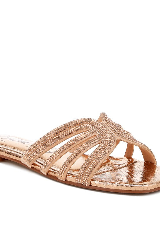 Dindy Rhinestone Cut Out Flats