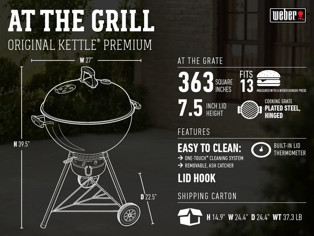 Original Kettle Premium 22 Inch Charcoal Grill Black