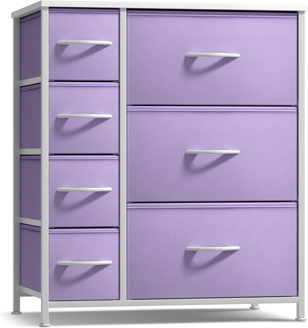 7 Drawer Dresser In Pastel Purple For Kids Clothes Storage