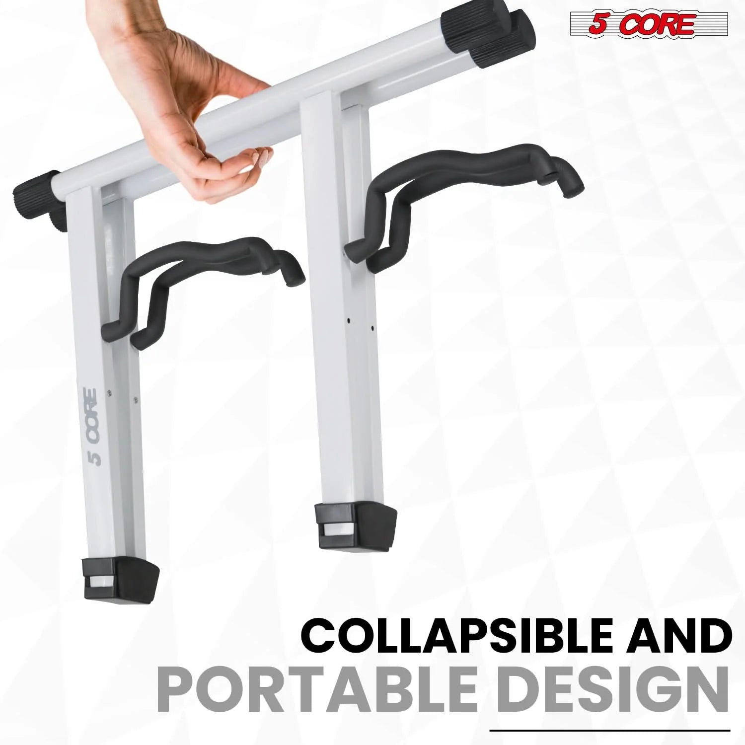 5Core Double Guitar Stand Floor Adjustable a Frame Folding Acoustic