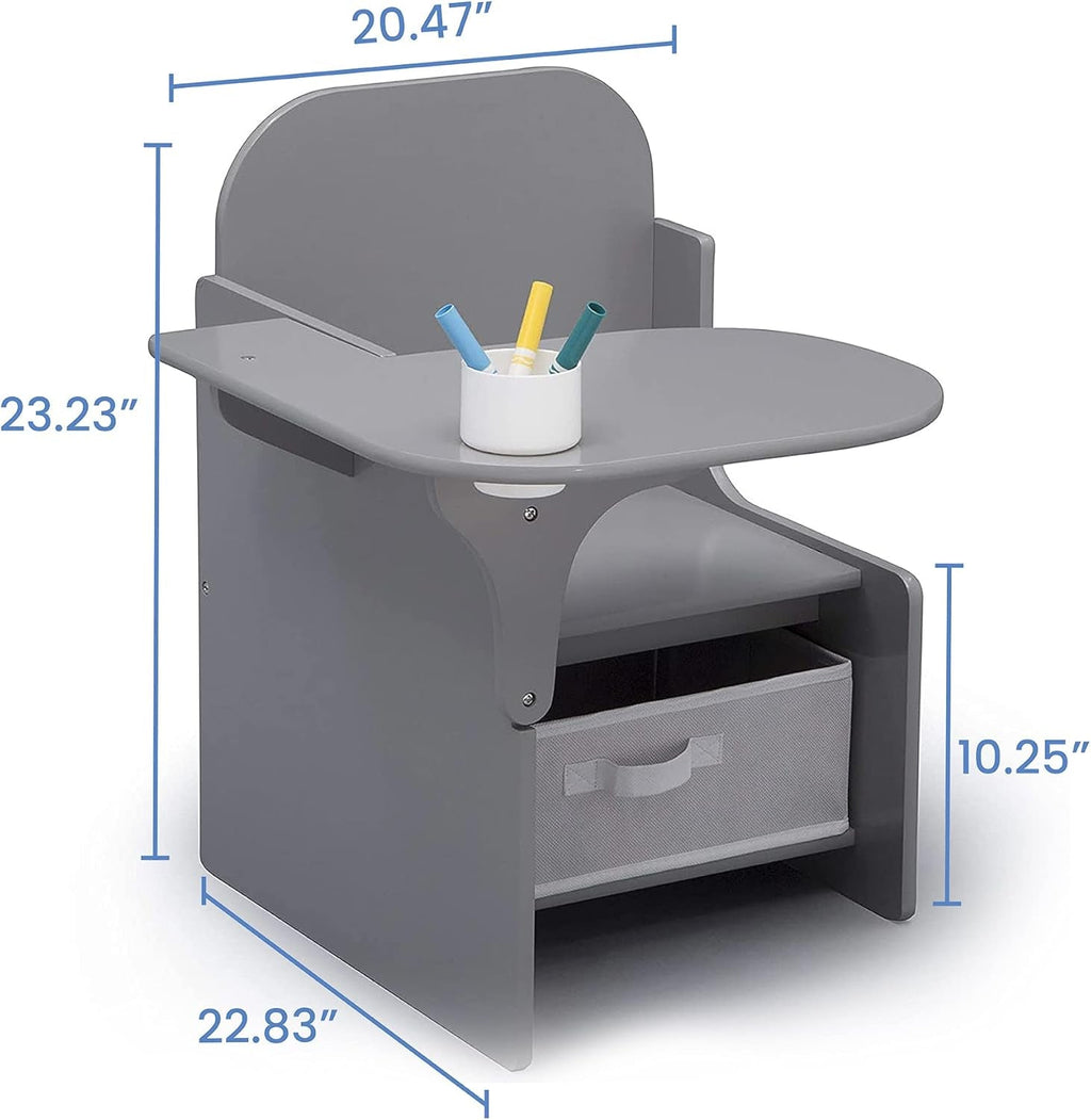 Mysize Chair Desk with Storage Bin, Grey