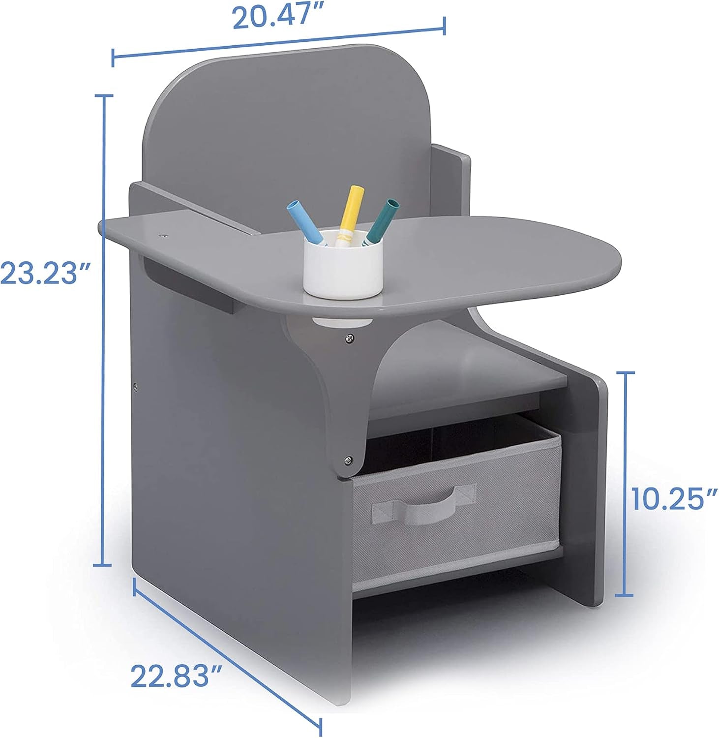 Mysize Chair Desk with Storage Bin, Grey