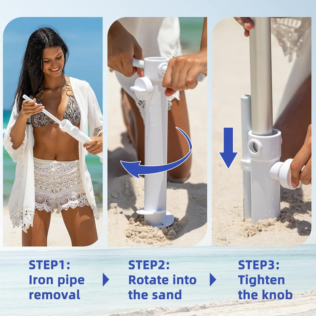 7.5Ft Heavy Duty HIGH Wind Beach Umbrella with Sand Anchor & Tilt Sun