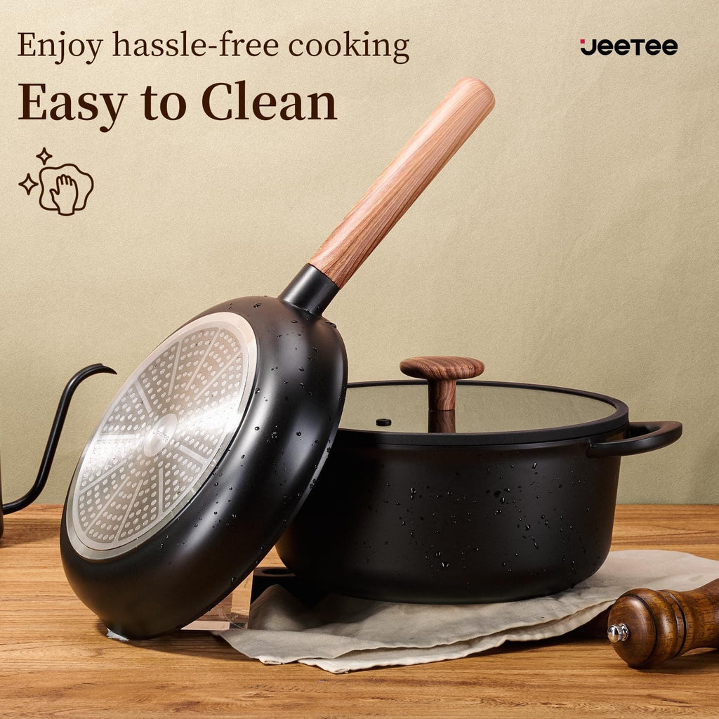 Ceramic Cookware Sets 15 Pcs, Healthy Pots And Pans Set Non Stick,