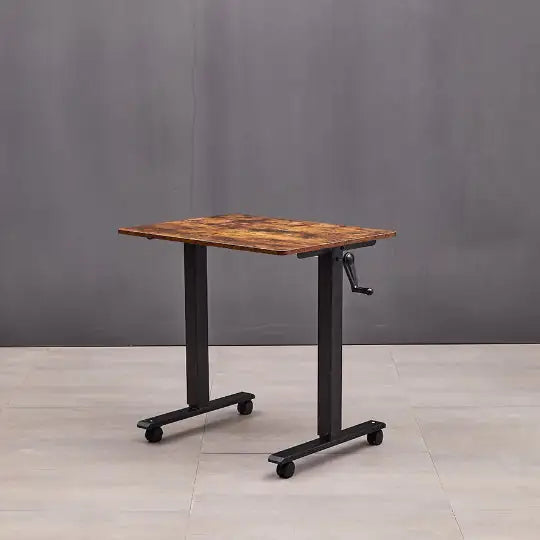 Hand Crank Adjustable Office Desk Height Adjustable, With Flat Metal Legs Or Rolling Wheels  Perfect For Home, Office, Gaming, Or Study Use