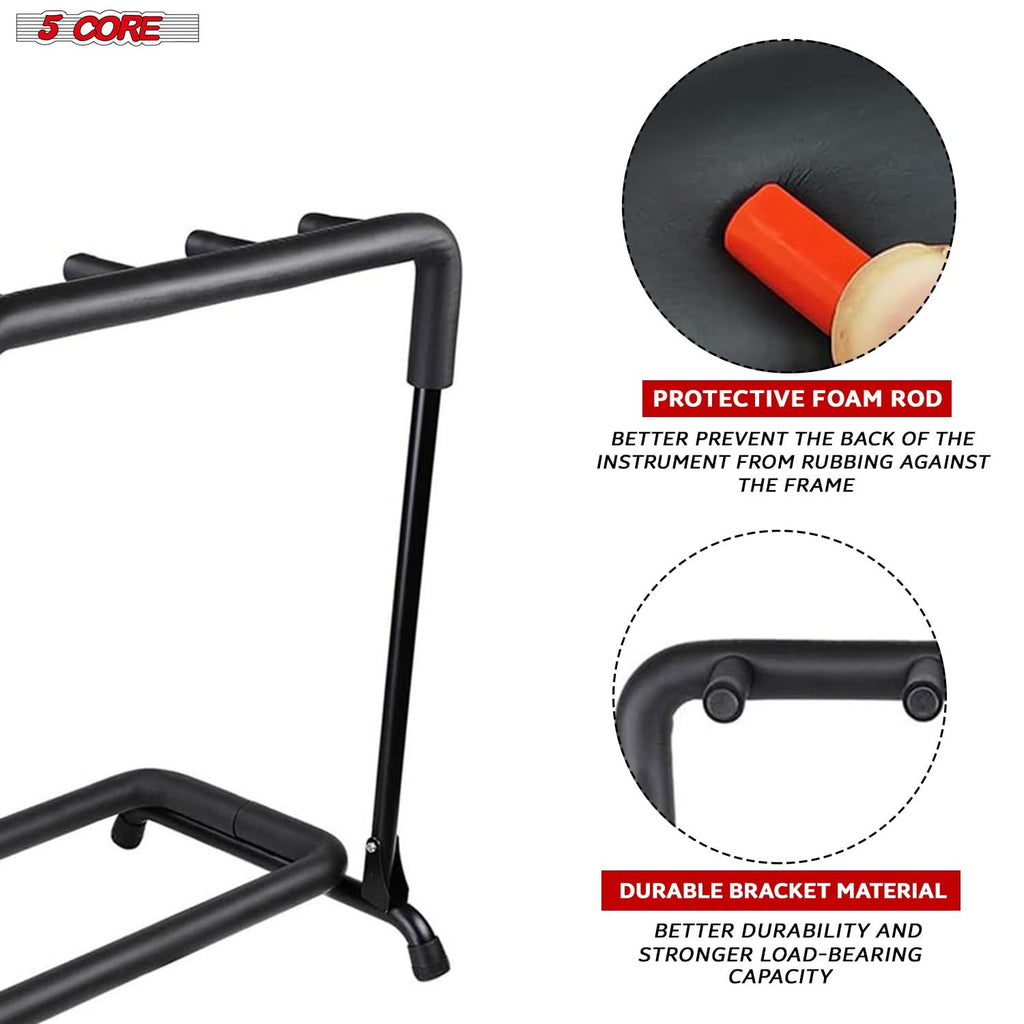 5Core Guitar Rack 3 Slot Multi Guitars Stands Floor Safe Storage for