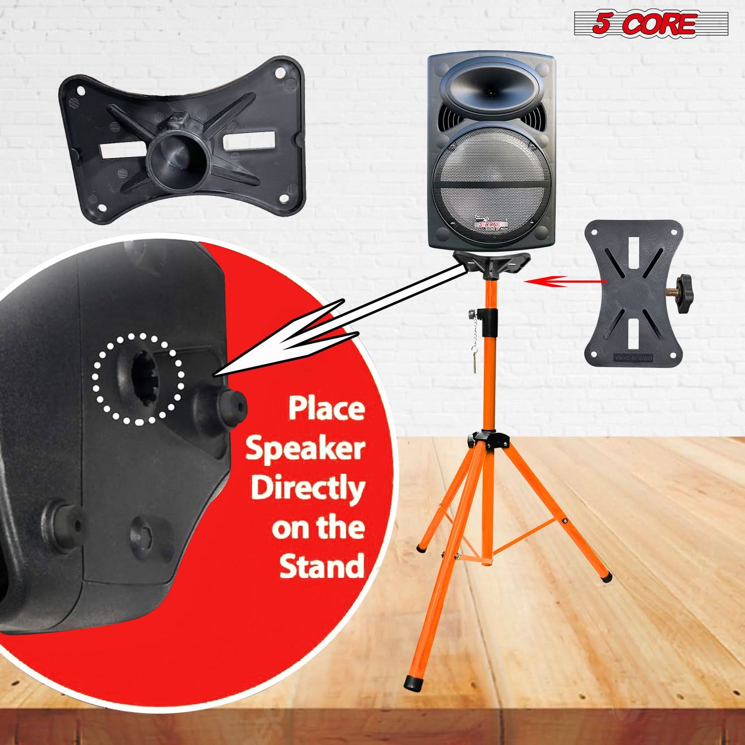 5 Core Speaker Stand Height Adjustable PA DJ Tripod Studio Monitor