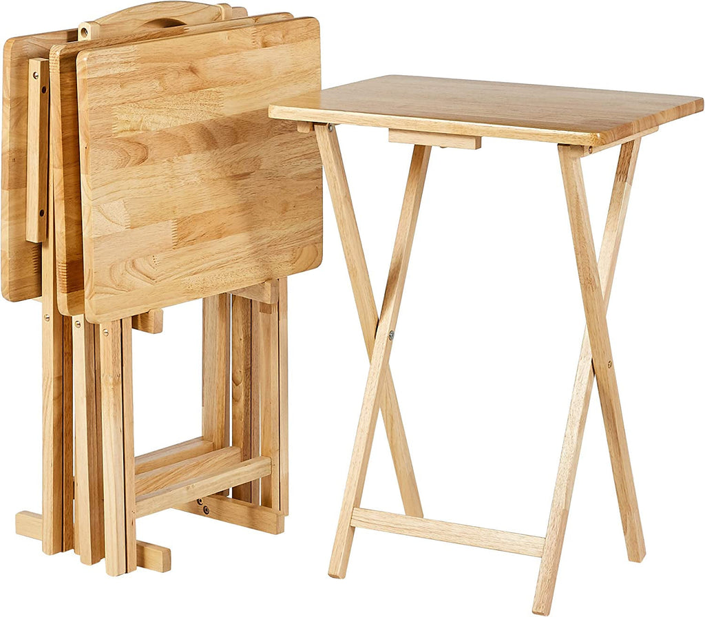 Classic Portable TV Dinner Rectangular Folding Tray Table with Storage