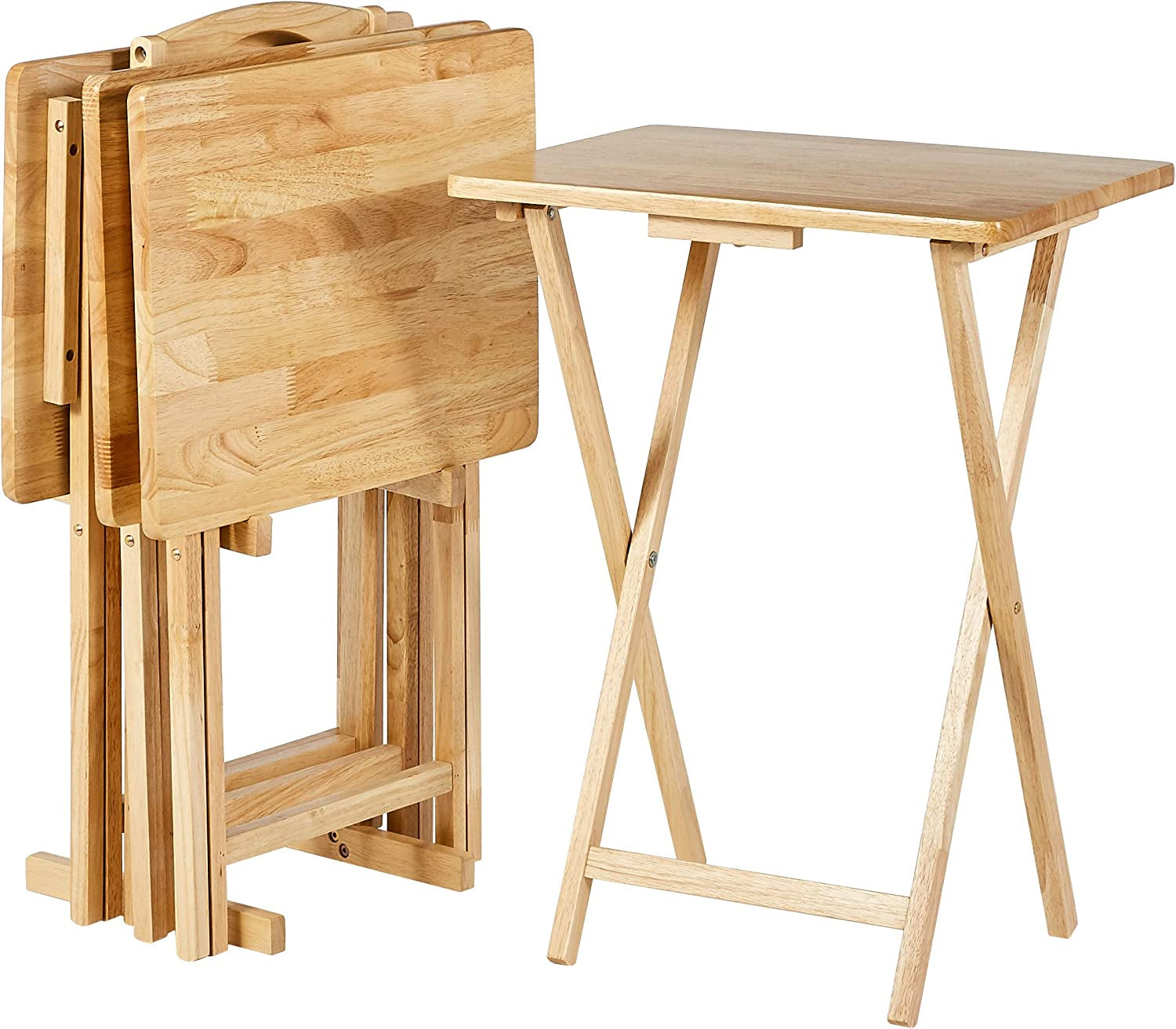 Classic Portable TV Dinner Rectangular Folding Tray Table with Storage