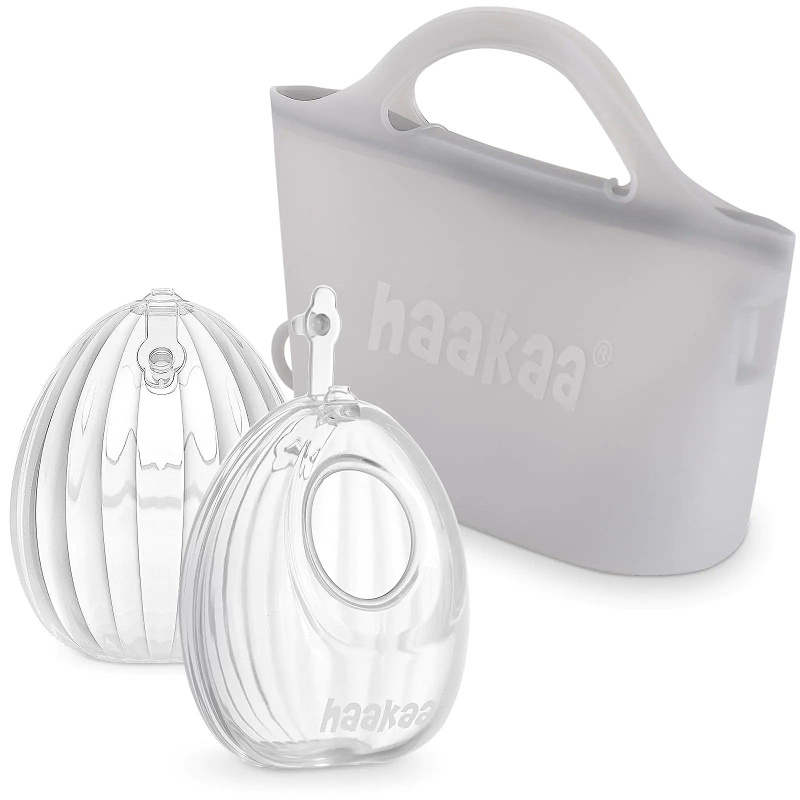 haakaa Wearable Silicone Breast Pump with Steriliser Bag 2-in-1 Hands-Free Passive Breast Milk Catcher for Nursing Mom Breastfeeding Essentials 75ml&750ml Silicone Bag