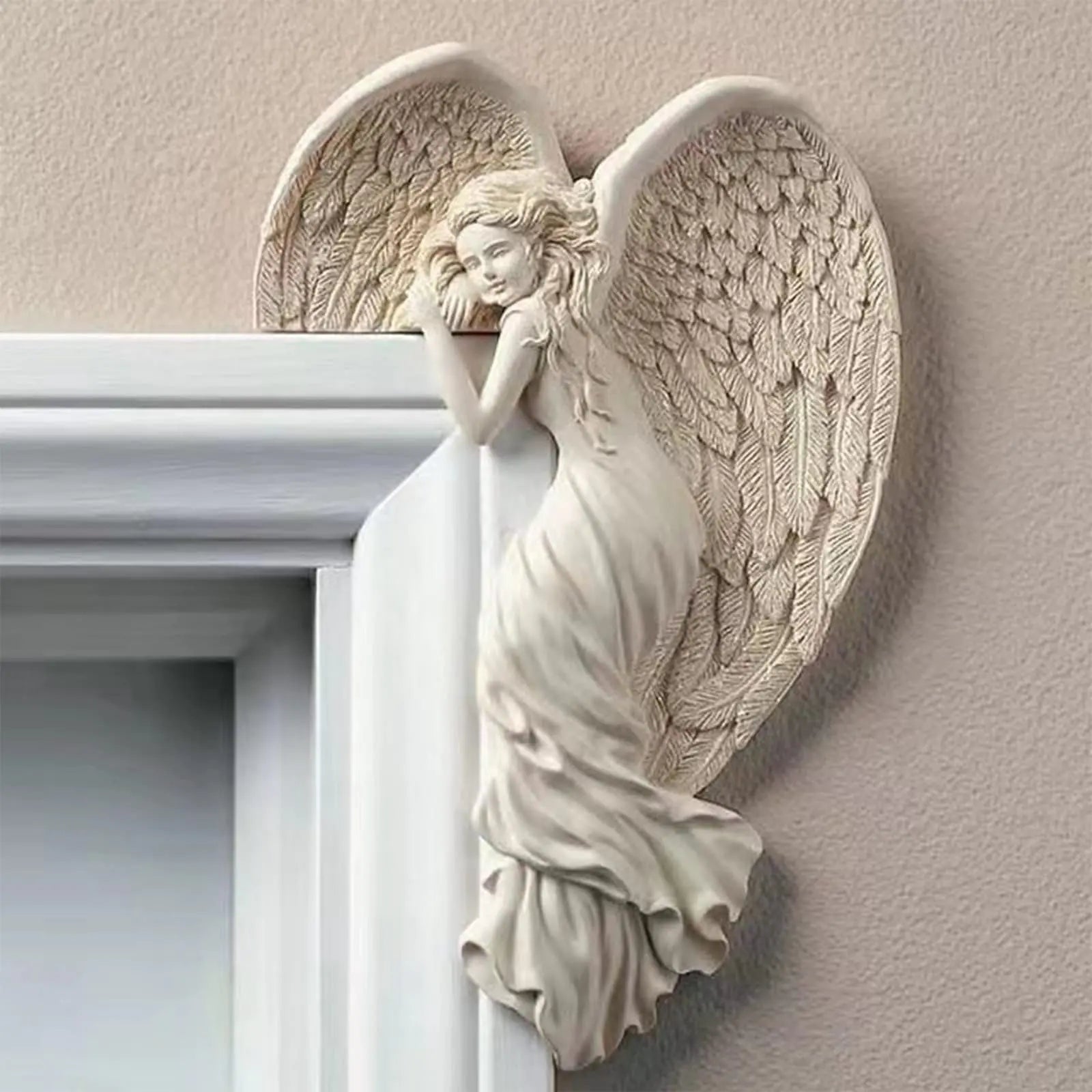 Angel Door Frame Decoration Door Frame Angel Wing Sculpture Corner Angel for Door Frame Angel Door Wings Wall Decor 3D Angel Statue Figurines Angel Wall Sculpture for Home (Right One Size)