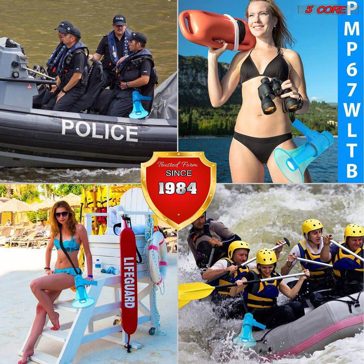 5Core Megaphone Bullhorn Speaker w Siren LED Light Adjustable Volume