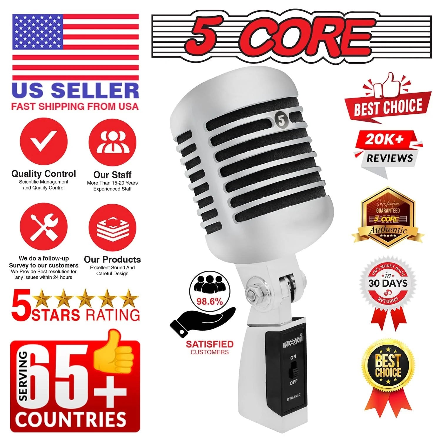 5Core Vintage Microphone Classic Dynamic Professional XLR Studio Retro