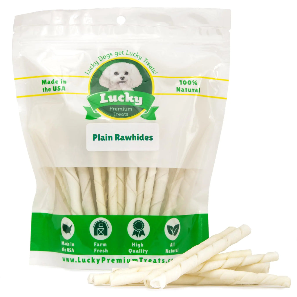 Lucky Premium Treats Plain Rawhide Sticks – All-Natural Rawhide Dog Treats for Small Dogs Gluten Free Premium Small Dog Treats (325 Chews)