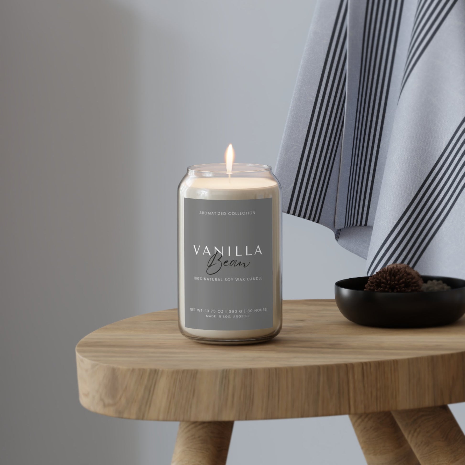 Vanilla Bean Scented Soy Candle, Aromatherapy, Home Decor, Eco-Friendl
