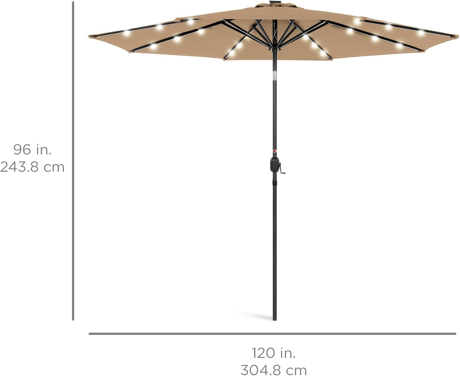 10Ft Solar Polyester LED Lighted Patio Umbrella W/Tilt Adjustment and