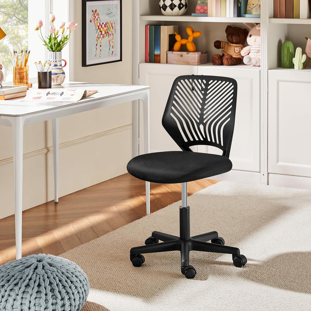 Students Cute Desk Chair Low-Back Armless Study Chair W/Lumbar Support
